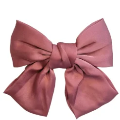 Satin Bow Hair Clip Dark Rose
