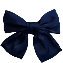 Satin Bow Hair Clip Navy Blue