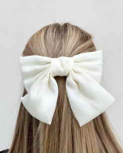Satin Bow Hair Clip Vanilla