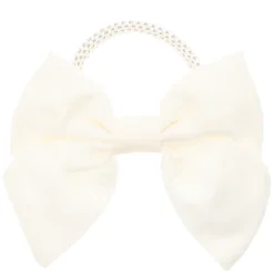 Satin Bow Hair Tie Off White