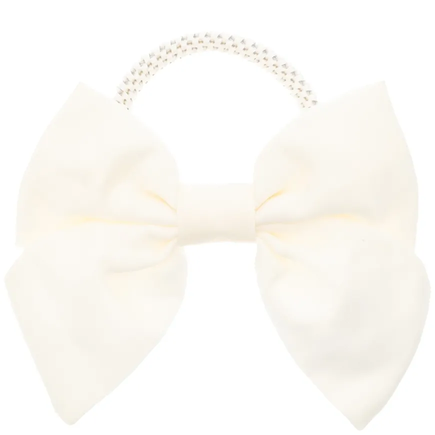 Satin Bow Hair Tie Off White