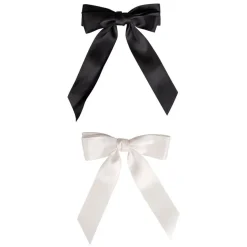 Satin Hair Bow Duo Black & White