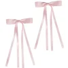 Satin Hair Bow Duo Pink