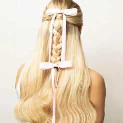 Satin Hair Bow Duo Pink