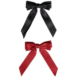 Satin Hair Bow Duo Red & Black