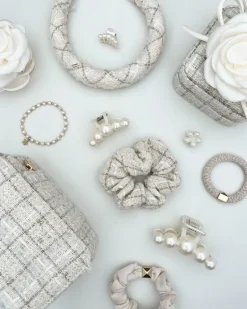 Satin Rose Brooch Small Off White