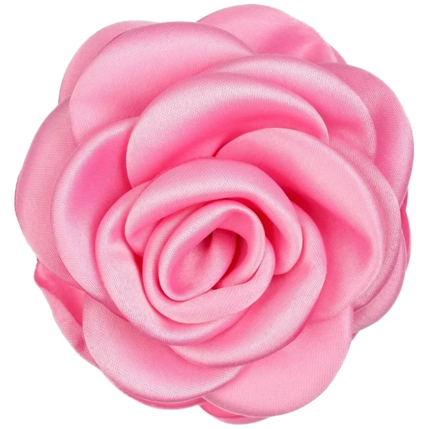 Satin Rose Hair Claw Bubblegum Pink