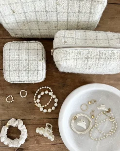 Satin Rose Hair Claw Off White