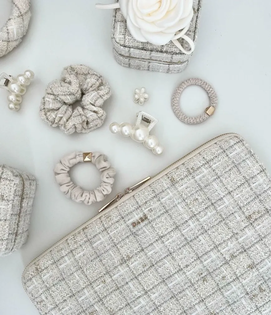 Satin Rose Hair Claw Off White