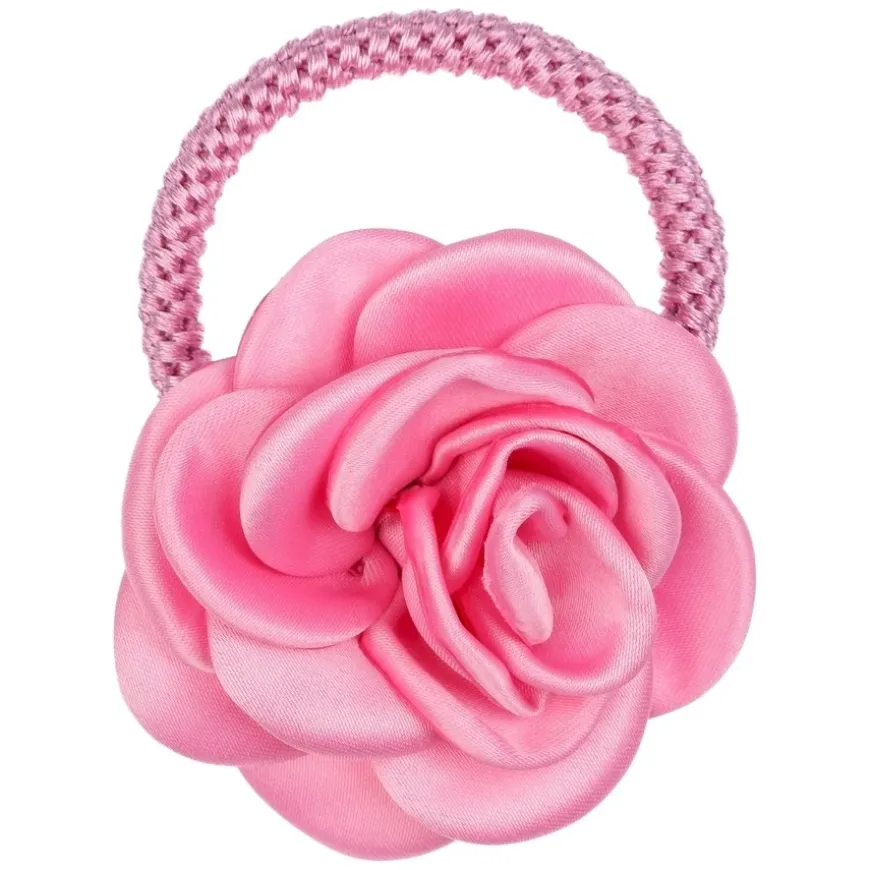 Satin Rose Hair Tie Bubblegum Pink