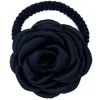 Satin Rose Hair Tie Navy Blue