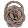 Satin Rose Hair Tie Taupe