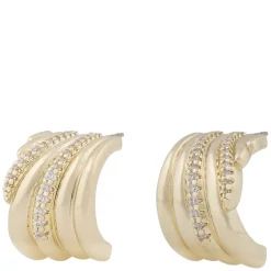 Seine Big Oval Earrings Gold Clear Onesize