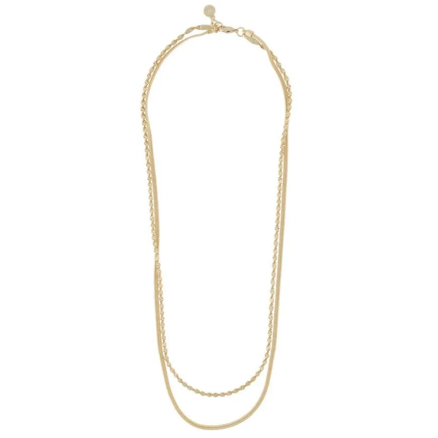 Serena Double Necklace Plain Gold