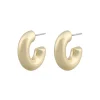 Sevilla Big Oval Earring Plain Gold 20mm