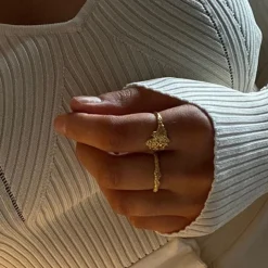 Silke X Sistie Ring Gold.Pl Recycled Silver Onesize