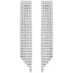 Siri Big Stone Tassle Earring Silver/Clear Onesize