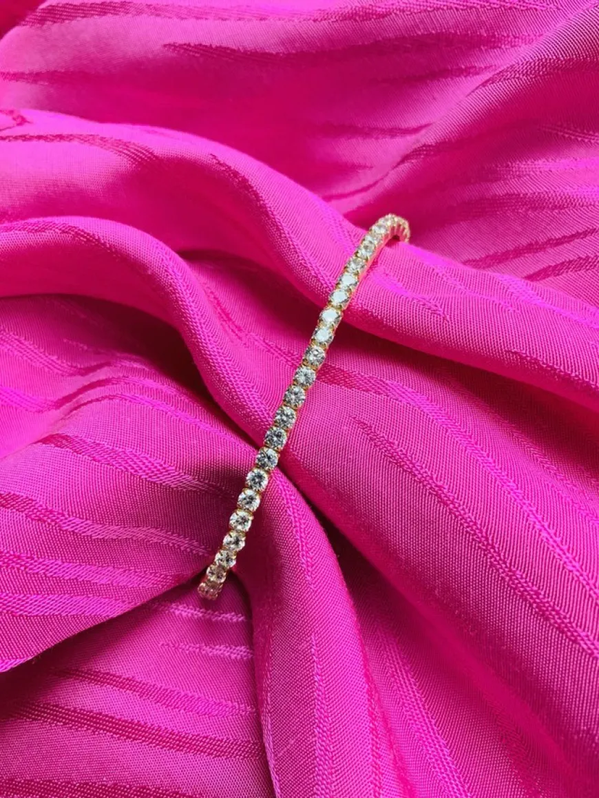 Siri Stone Bracelet Gold/Clear 16cm