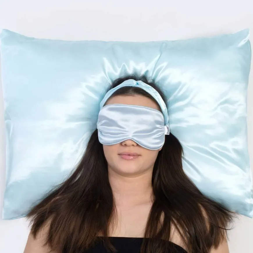 Sovesett - putetrekk, sovemaske og hårbånd i sateng