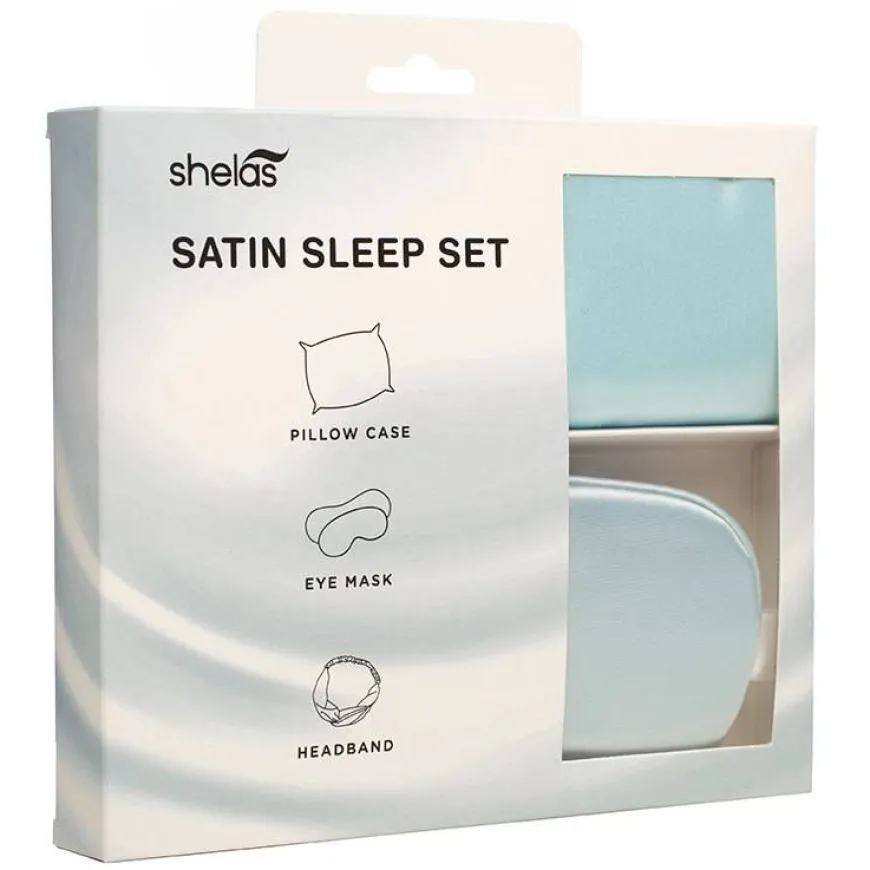Sovesett - putetrekk, sovemaske og hårbånd i sateng