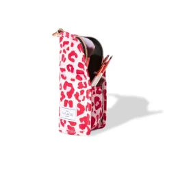 Standing Makeup Brush Case Pink Leopard