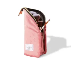 Standing Makeup Brush Case Pink Velvet
