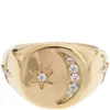 Star & Moon Signet Ring With Crystals Size 1