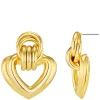 Statement Interlocking Textured Heart Earrings Gold
