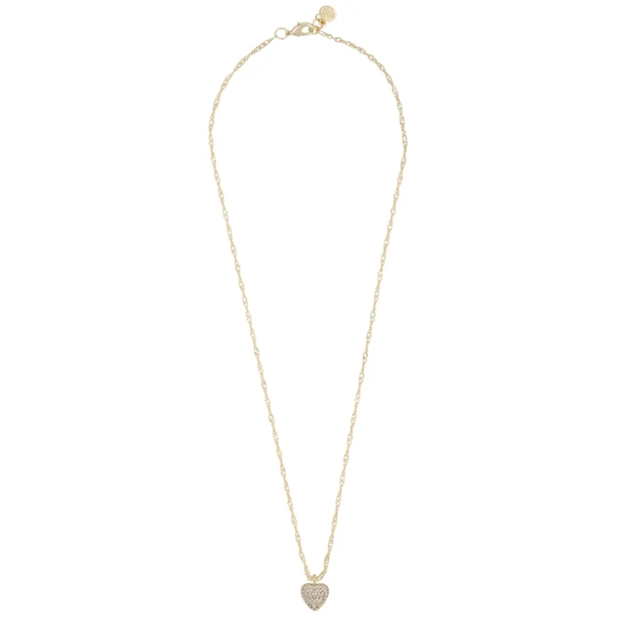 Stina Heart Pendant Necklace Gold/Clear 42cm