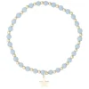 Stone Bead Bracelet 4mm With Gold Beads 501 Blue