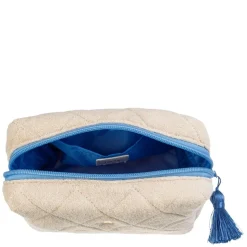 Terry Quilted Make-Up Pouch Small Sand With Ibiza Blue