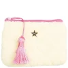 Terry Quilted Mini Pouch Pale Yellow With Bubblegum Pink