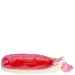 Terry Quilted Mini Pouch Pale Yellow With Bubblegum Pink