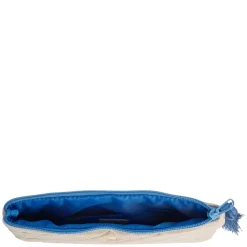 Terry Quilted Small Pouch Sand With Ibiza Blue