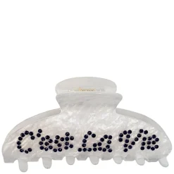 Text Hair Claw "C'est La Vie" White