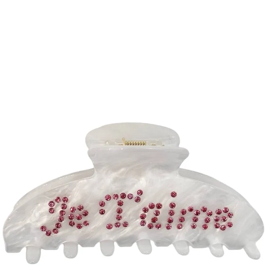 Text Hair Claw "Je T'aime" White