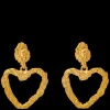 Textured Open Heart Drop Earrings