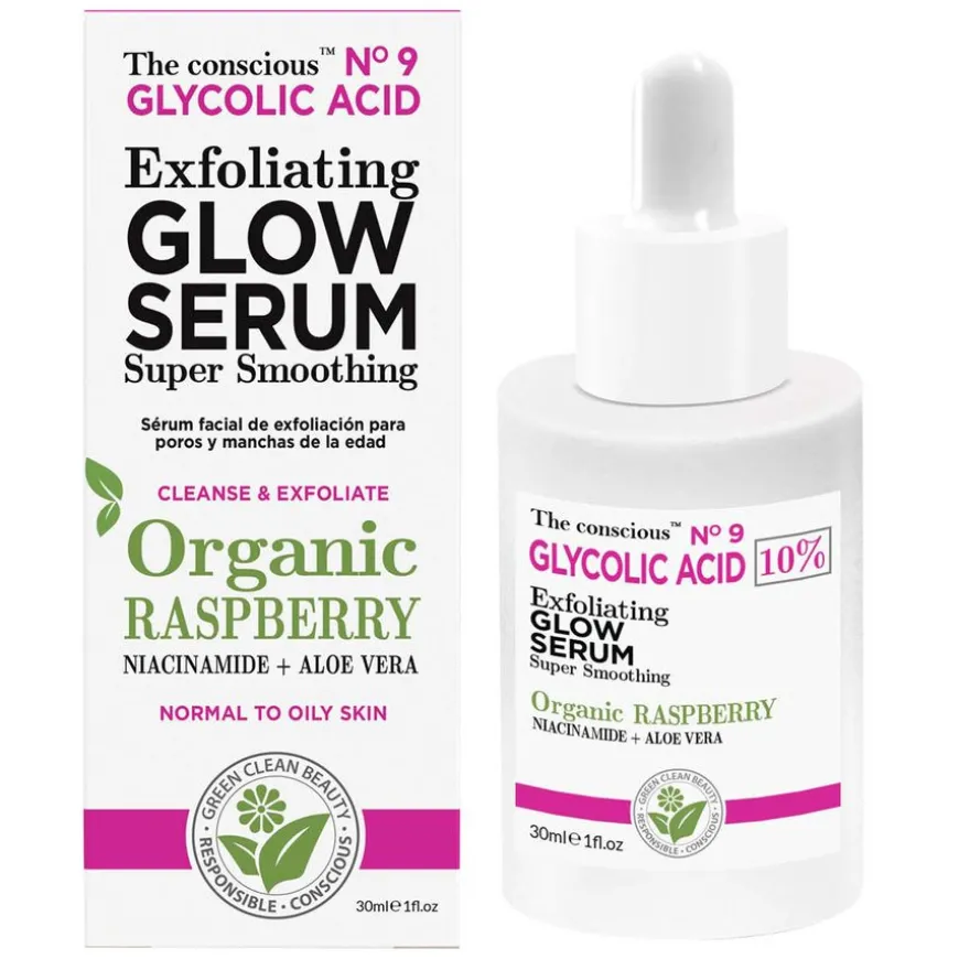 The conscious Glycolic Acid Exfoliating Glow Serum Organic Raspberry 30ml