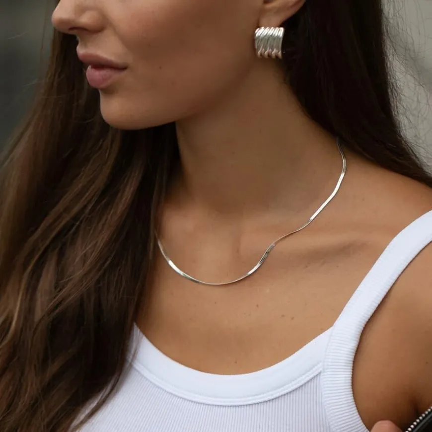 Thin Snake Chain Necklace Silver