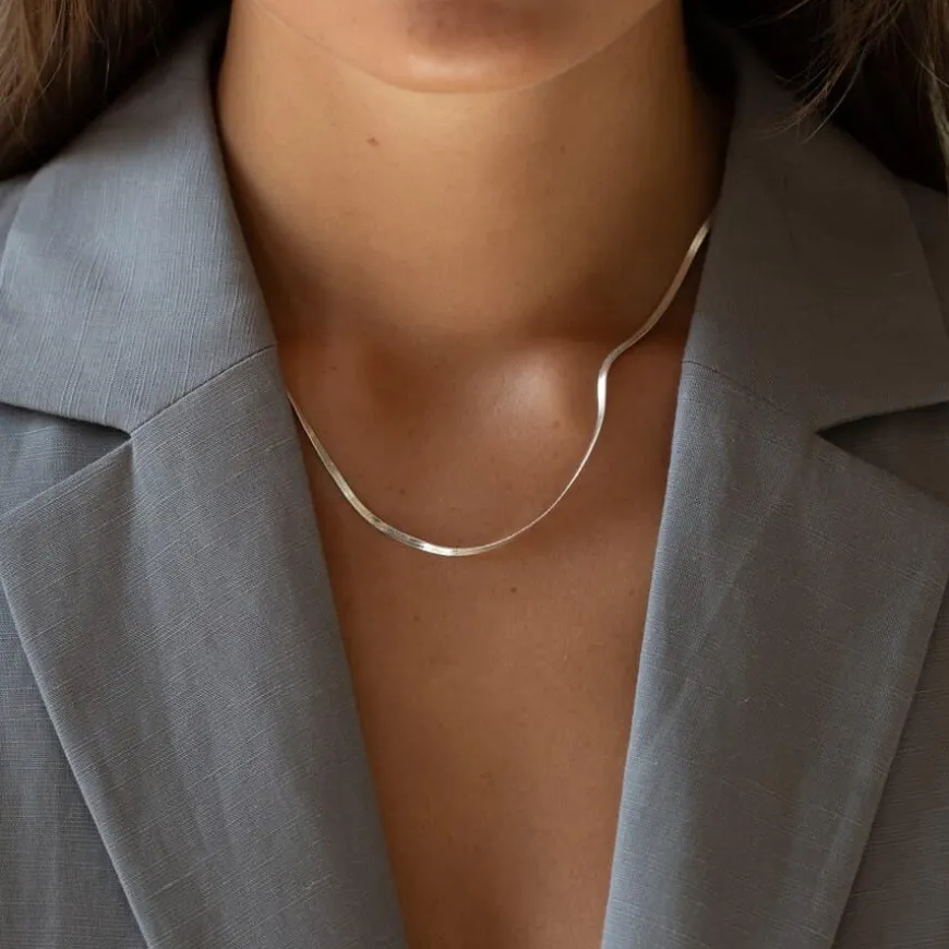 Thin Snake Chain Necklace Silver