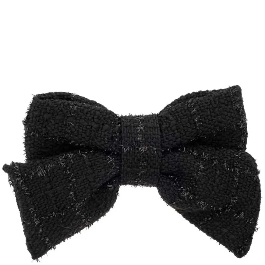 Tweed Bow Hair Clip Black