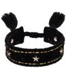 Tweed Friendship Bracelet With Star Studs Black