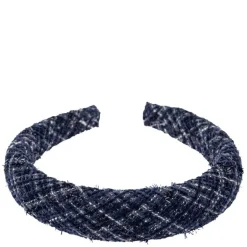 Tweed Hair Band Broad Navy Blue