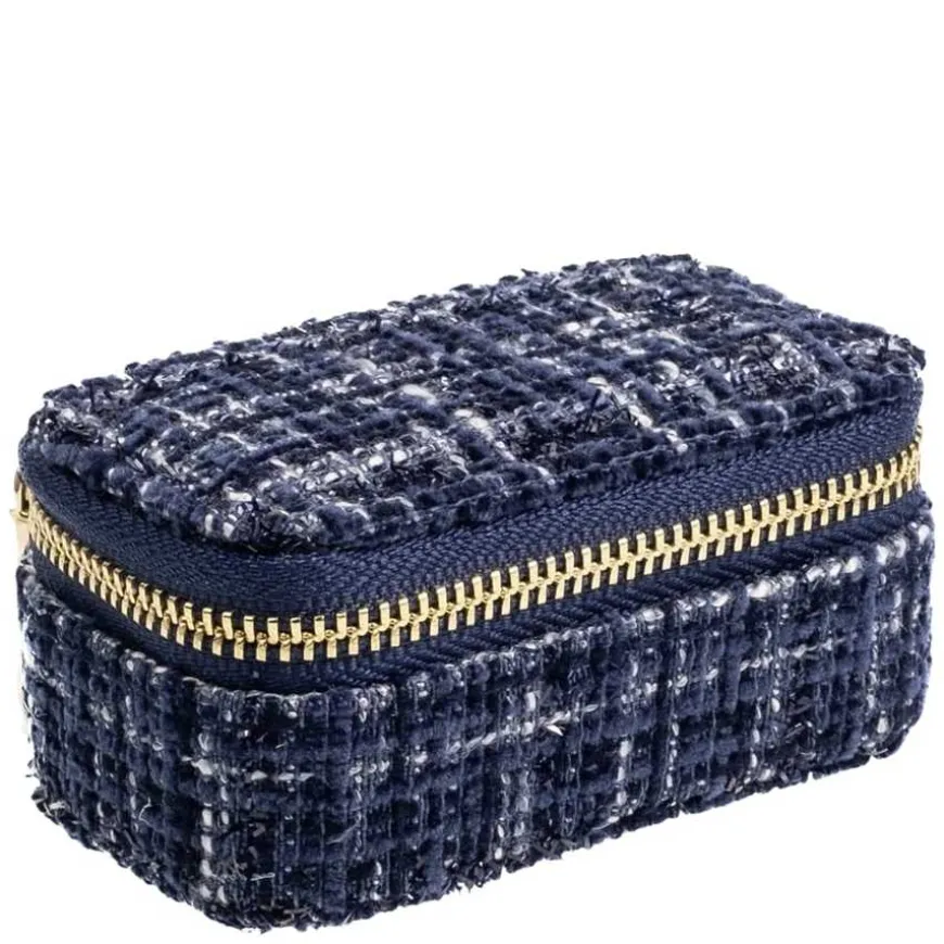 Tweed Jewellery Box Micro Navy Blue