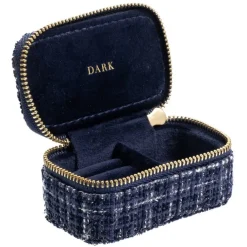 Tweed Jewellery Box Micro Navy Blue