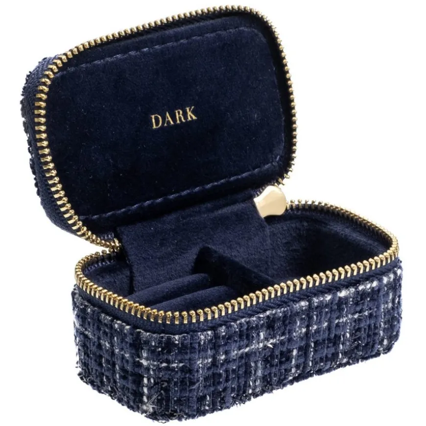 Tweed Jewellery Box Micro Navy Blue