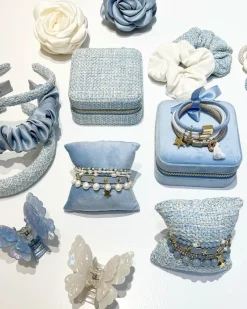 Tweed Jewellery Box Mini Light Blue