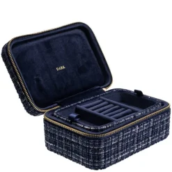 Tweed Jewellery Box Navy Blue