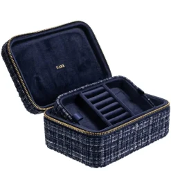 Tweed Jewellery Box Navy Blue