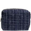 Tweed Make-Up Pouch Small Navy Blue